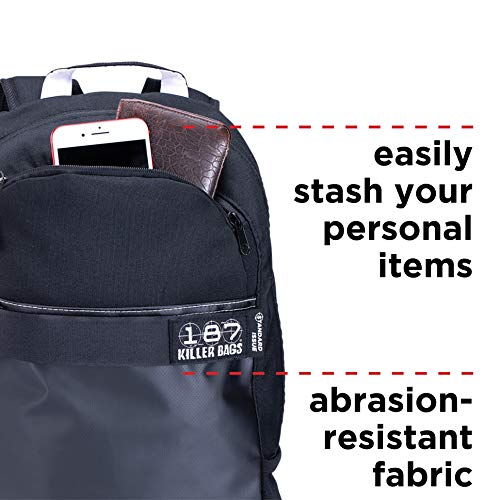 187 Killer Pads Standard Issue Backpack with Skateboard Straps, Black