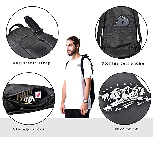 xxiaojun Skateboard Backpack Bag With Adjustable 2 Shoulder Straps，Foldable Water Proof Skateboard Carry Bags for Travel，Black Nylon Electric Skaeteboard Bag