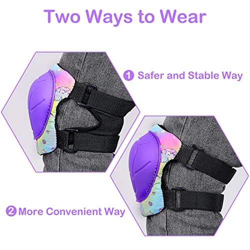 FIODAY Knee Pads for Kids Unicorn Protective Gear Set Adjustable Knee Pads and Elbow Pads with Wrist Guard for Girls Roller Skates Cycling Bike Skateboard Inline Skatings Scooter, 3~8 Years
