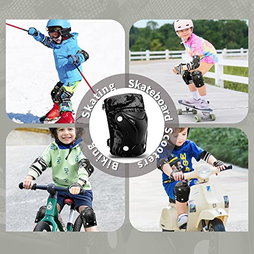 Knee Pads for Kids Wrist Guards Knee and Elbow Pads with Gift Box for Girls Boys, 7 in 1 Protective Gear Set in Skateboarding Biking Roller Skating Cycling